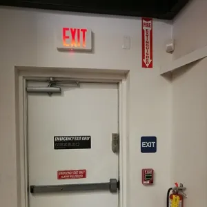 Exit sign installed at a factory in Brazil