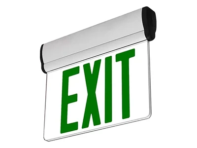 JELBEX Edge-Lit LED Exit Sign with Clear/Mirrored Acrylic Panel
