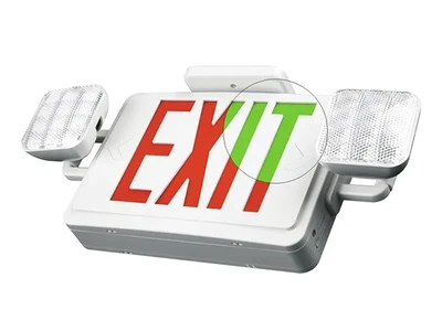 JLEC2BCW Bi-Color Emergency Exit Sign Combo with LED Heads